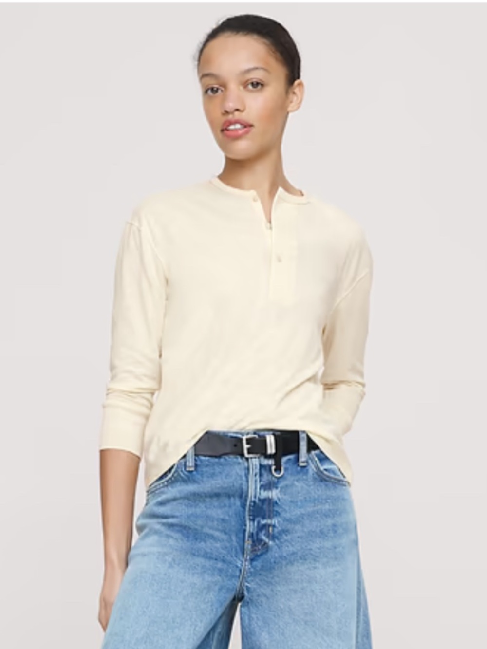 BR Mother of Pearl Ivory Vintage 3/4 Sleeve Cotton Henley
